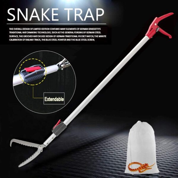 YomyRay 150CM Snake Tong Reptile Grabber Stick Rattlesnake Catcher Professional Extendable Wide Jaw Handling Tool (Include Bag) (150CM Extendable) - Image 2