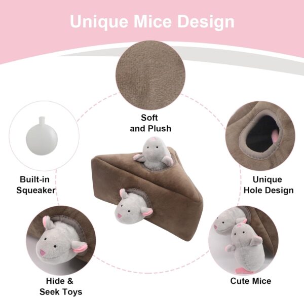 vocheer Squeaky Dog Toys, Durable Interactive Hide and Seek Plush Puzzle Dog Toys for Medium Small Dogs, Pets, Christmas Dog Toy, Mouse Dog Toys - Image 5