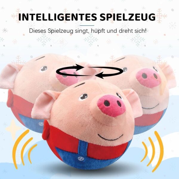 Active Moving Pet Plush Toy Interactive Dog Toys, Squeaky Moving Dog Ball Toy, Washable Cartoon Pig Plush Sound Electronic Dog Toy, Shake Bounce Boredom Talking Toys for Dog Pets Cats (Blue Pig) - Image 6