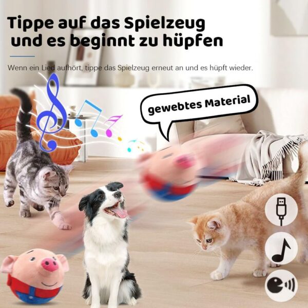 Active Moving Pet Plush Toy Interactive Dog Toys, Squeaky Moving Dog Ball Toy, Washable Cartoon Pig Plush Sound Electronic Dog Toy, Shake Bounce Boredom Talking Toys for Dog Pets Cats (Blue Pig) - Image 2