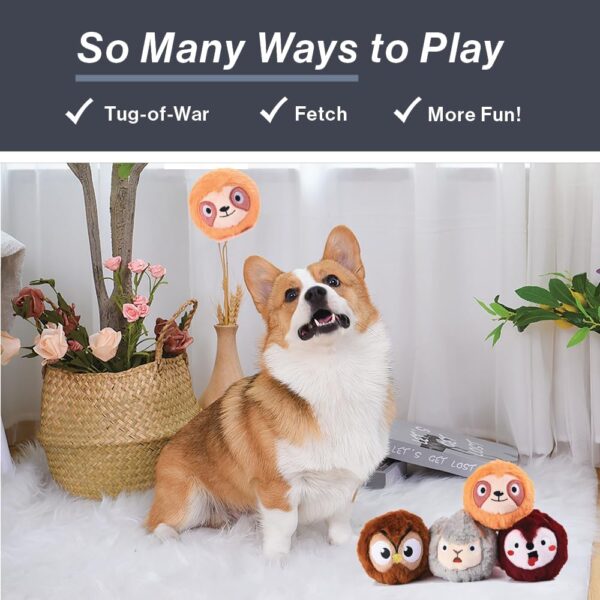 HugSmart Pet Zoo Ball 2 in 1 Plush and Squeaky Tennis Ball for Dog,No Stuffing Tough Interactive Fetch Dog Toys for Small Medium Large Dogs (4 Pack) - Image 4