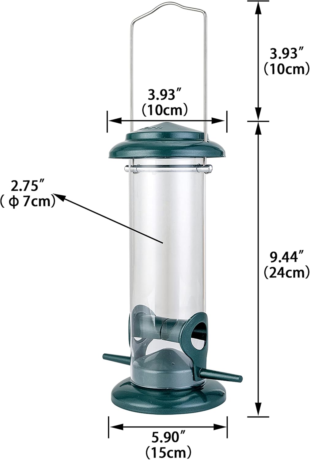 iBorn Metal Bird Feeders Hanging Bird Feeder For Small Birds for Garden Outdoors,Set of 2 Seed Feeder All Metal Painted Rust-resistant, Green - Image 6