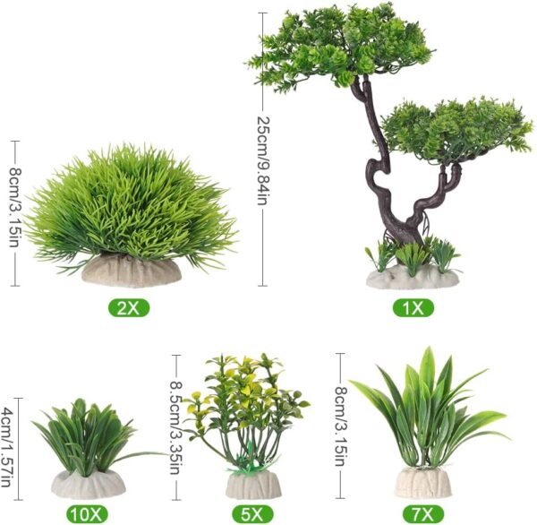 BEGONDIS 25Pcs Artificial Aquarium Plants Tree Set, Artificial Plastic Plants Fake Aquatic Plants Artificial Fish Tank Plants for Aquarium Decorations - Image 2