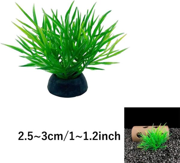 Smoothedo-Pets Aquarium Plants Fish Tank Decorations 20pcs Small Size/1inch Tall Plastic Artificial Plant Goldfish Waterscape Fish Hides Mini Grass Set (Green-C) - Image 2