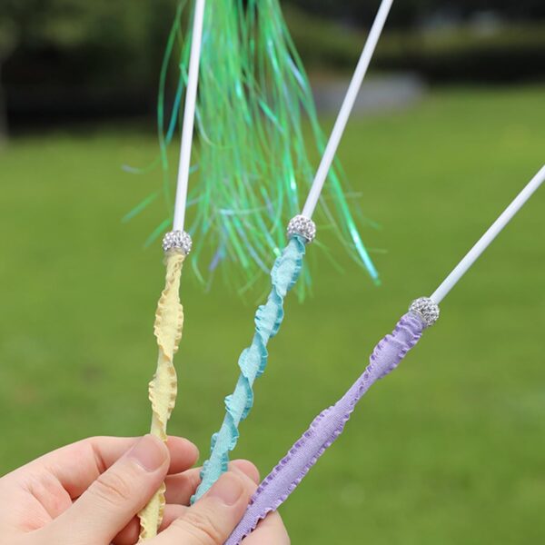 Illkjasfc Furry FeatherWand Plush Toy For Cat Kitten Adjustable Teaser Wand Toy Cat FishingPole Catching Stick Pet Birthday - Image 6