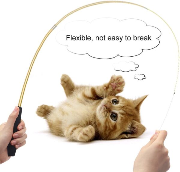 SLSON 14 Pack Cat Teaser Toy 2 Retractable Interactive Cat Wand and 12 Colourful Replaceable Cat Feather Toys with Bells For Indoor Cat and Kitten Catcher - Image 5
