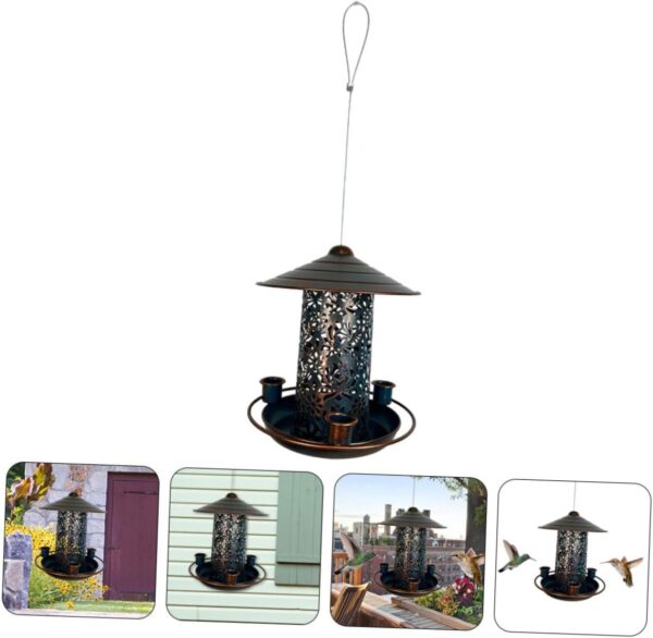 Yardwe Bird Feeder Bird Water Feeder Bird Food Holder for outside Bird Food Feeder Bird Accessory Parakeet Food Dispenser Pigeon Feeder Bird Cage Feeder Parakeet Water Dispenser Iron - Image 6