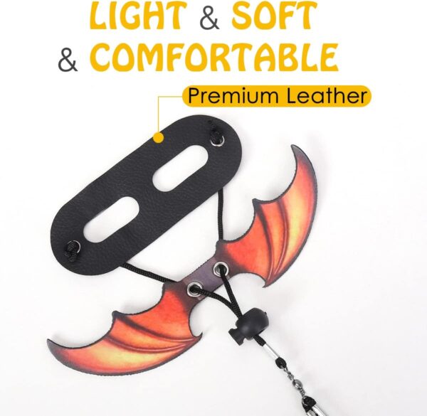 Pawaboo Adjustable Bearded Dragon Harness and Leash, 3 Size Leather Reptile Leash Outdoor Harness Leash with Bat Wings for Lizard Reptiles Amphibians Small Pet, Small/Medium/Large, Gradient yellow - Image 4