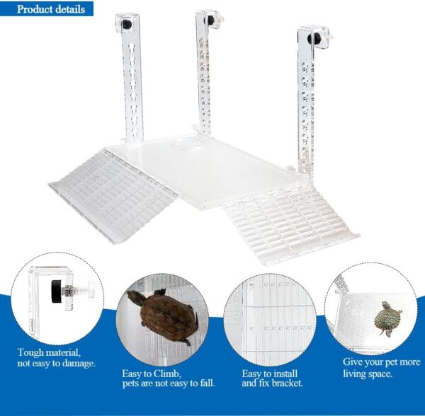 Saim Turtle Basking Platform Hanging Acrylic Turtle Terrarium Ramps Large Tortoise Habitat Non-Toxic Reptiles Platform - Image 2