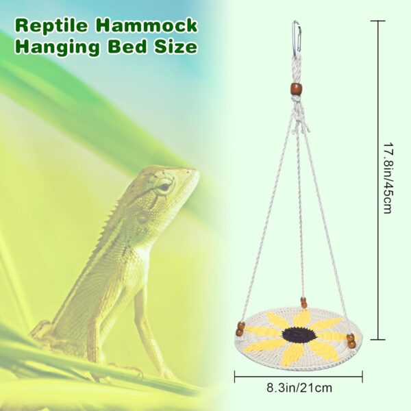 Yanmucy Bearded Dragon Hammock Handmade Lizard Toy Reptile Tank Accessories Great for Bearded Dragons Geckos Chameleon and Other Reptiles (Sunflower) - Image 2