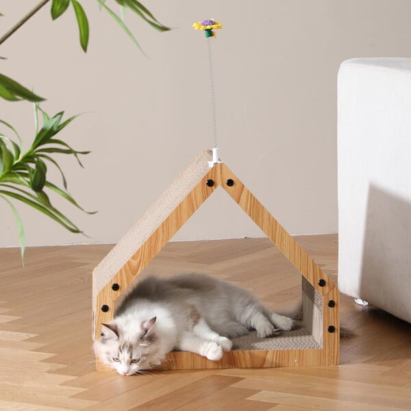 FUKUMARU Cat Scratching Board, Extra Long 41 cm House Shape Scratcher Board for Cats, Resistant Cat Scratching Board Made of Corrugated Paper, Maximum Load 10 KG - Image 6
