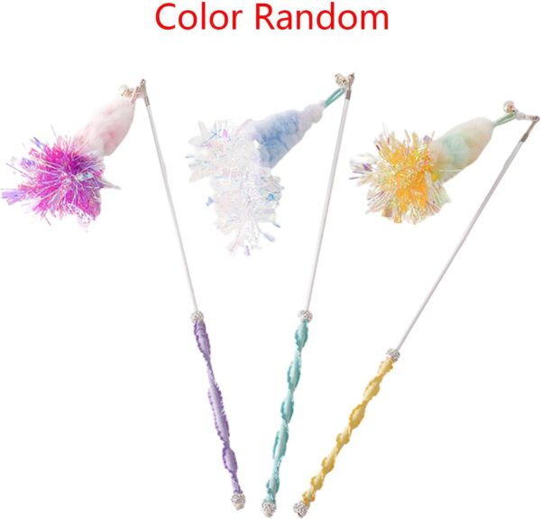 Illkjasfc Furry FeatherWand Plush Toy For Cat Kitten Adjustable Teaser Wand Toy Cat FishingPole Catching Stick Pet Birthday - Image 2