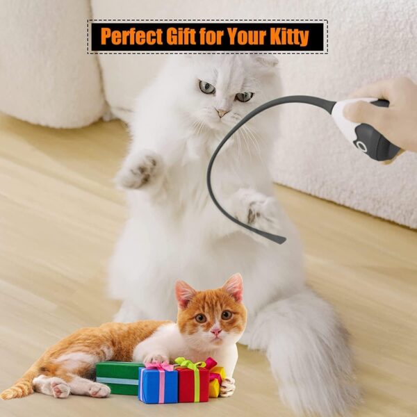 Interactive Cat Toys for Indoor Cats, Automatic Irregular Moving Cat Toy with Lifelike Prey's Tail Silicone Tail, 2 in 1 Rechargeable Exercise Cat Wand Toy for Cats Adult (Black) - Image 7