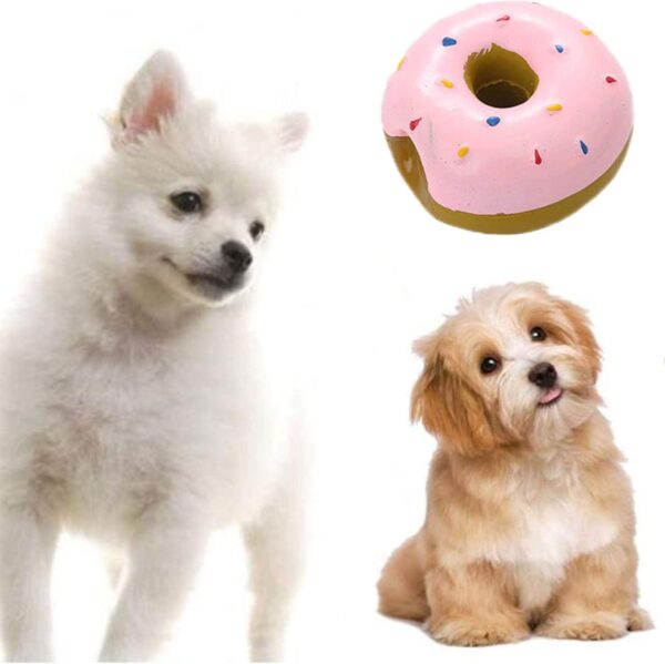 YUANHONGJIAN 2 Pcs Random Color Squeak Latex Dog Toys Doughnut Shape Dog Chew Toys Puppy Molar Toy Pet Interactive Play Toys for Small and Medium Dogs - Image 7