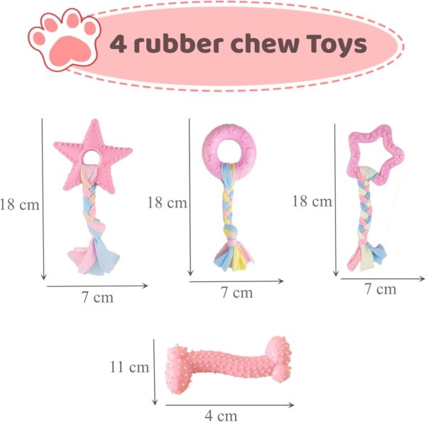 Aliangting Dog Puppy Teething Toys,6 Pack Pink Puppy Chew Toys Set With Ball and Cotton Ropes,dog toys for small dogs,Squeaky Interactive puppy teething toys from 8 weeks - Image 3