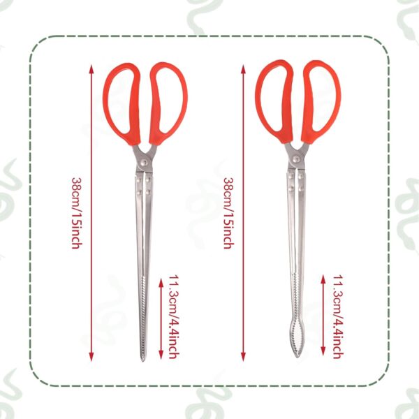 lasuroa 2pcs Snake Feeding Tongs, 15 Inch Reptile Feeding Tongs Easy-to-Grip Extra Long Tweezers for Terrarium Ball Python Tank Accessories Snake Tank Accessories - Image 2