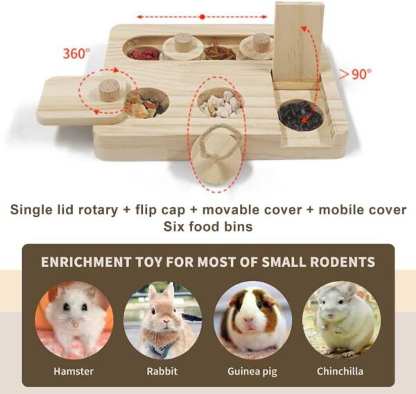 PLUSHCEWT 6 in 1 Guinea Pig Foraging Toys,Hamster Foraging Toy,Fun Foraging Toy for Small Pet,Interactive Foraging Toy for Hamsters Wooden Treat Dispenser Hiding Toy,Puzzle Toy for Small Animal - Image 4