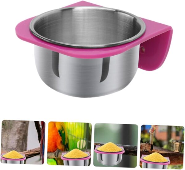 Yardwe 3pcs Parrot Food Box Bird Cage Bird Feeder Bird Feeding Holder Parrots Feeder Bird Food Bowl Bird Food Holder Bird Food Container Bird Food Feeder Bird Feeding Cup Stainless Steel - Image 5