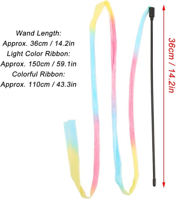 Pssopp 3 Pcs Interactive Cat Wand Toys,Colorful Boredom Relief Funny Interactive Cat String Stick Toy Colorful Ribbon Charmer Cat Teaser Toy for Cats - Image 2