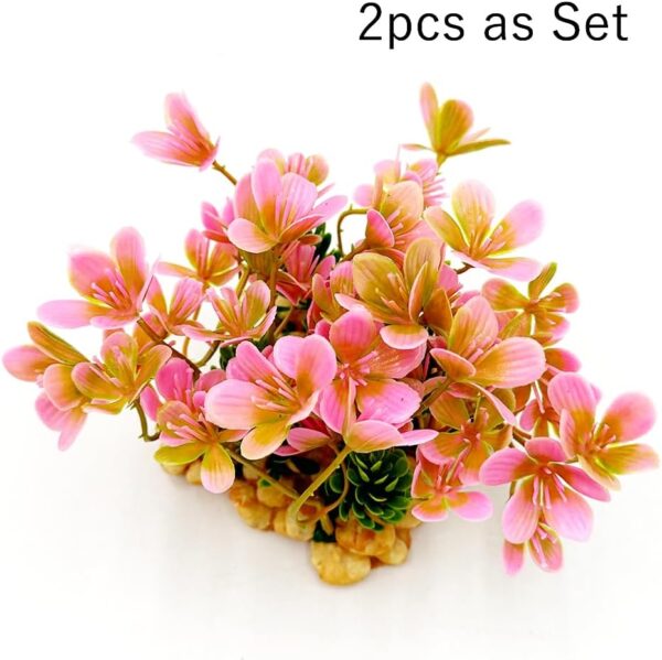 Smoothedo-Pets Aquariums Decorations Plants, Aquarium Aquascape 4/6inch 10/15cm Artificial Plastic Plant for Fish Tank Decor (Pink-2pcs-Set) - Image 5