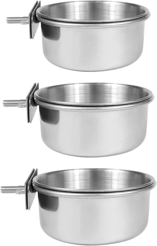 3pieces Bird Cage Food Water Bowl Cup Dish For Parrots Budgies Parakeets Stainless Steel Food Cup Bird Feeding Dish - Image 7