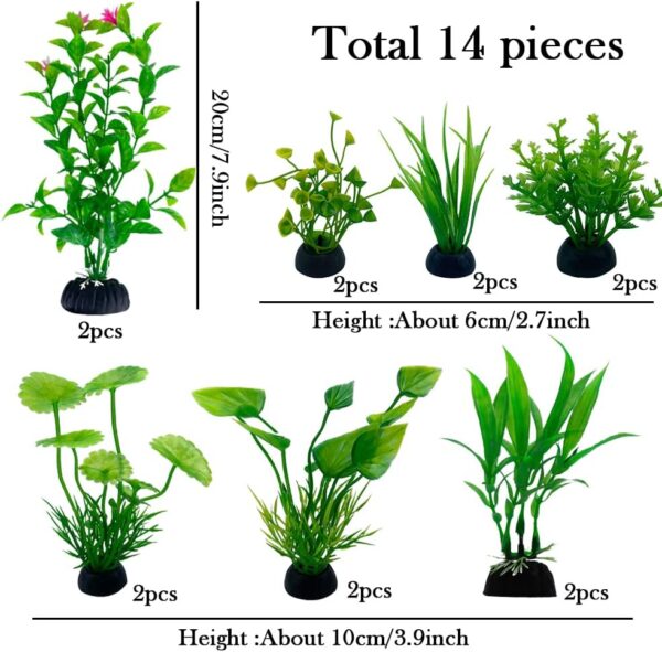 Vibury Fish Tank Aquatic Plants, 14 Pack Aquarium Plants Green Artificial Aquatic Plants, Fish Tank Decor, Aquarium Decor Plastic Plants - Image 3