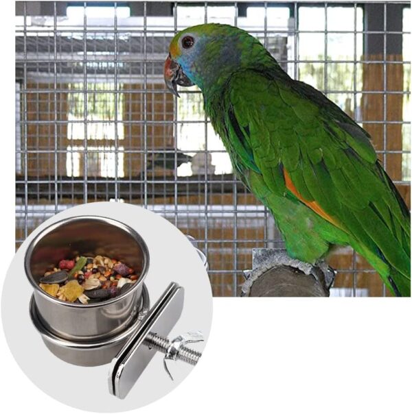 2 Pcs Parrot Bowl Stainless Steel Parrot Feeding Cups Sturdy Water Bowl Bird Feeding DishSuitable for Parrots Macaws or Other Birds Bird Feeding Dish (S-4.4/5.5cm) - Image 4