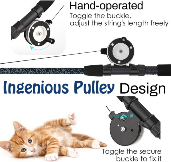 Pawaboo Cat Feather Toys, 4 Pack Interactive Cat feather Teaser Wand Toys, Retractable Fishing Pole Wand Catcher Exerciser with Refill Fish, Dragonfly Worm with Bells, Fun Kitten Kitty Toy, Colorful - Image 3