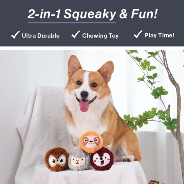 HugSmart Pet Zoo Ball 2 in 1 Plush and Squeaky Tennis Ball for Dog,No Stuffing Tough Interactive Fetch Dog Toys for Small Medium Large Dogs (4 Pack) - Image 2
