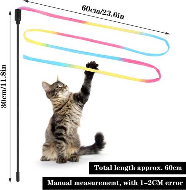 Molain Cat Wand Rainbow Toy, 3pcs Rainbow Ribbon Wand for Kittens Training, Rainbow Ribbon Cat Wand, Interactive Cat Wand, Stick Toy for Kitten Cat Exerciser Playing(30cm) - Image 3