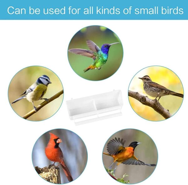 White Bird Food Bowl, 2 Pieces Plastic Bird Food Bowl, Pet Bird Food Bowl, Food Bowl in Bird Cage with Compartment, Bird Perch Shelf for Parrot, Canary, Sparrow - Image 9