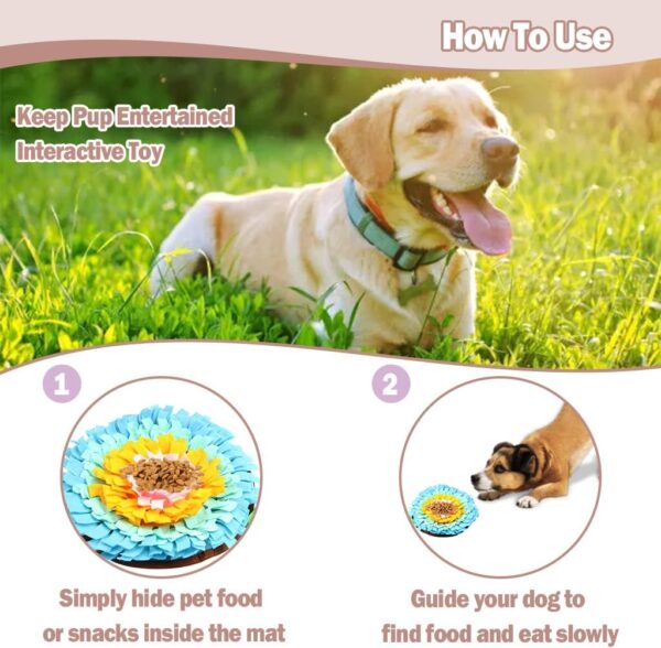 IFOYO Pet Snuffle Mat, Dog Feeding Mat Small Dog Training Pad Pet Nose Work Blanket Non Slip Pet Activity Mat for Foraging Skill, Stress Release, (F Flower, Diameter: 17.7in / 45cm) - Image 4
