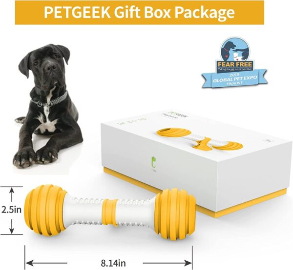 PETGEEK Interactive Dog Bone Toy, Automatic Dog Chase Toy, Electronic Dog Toys for Medium/Large Dog Boredom USB Rechargeable Safe Material PC & TPU，Yellow Color - Image 2