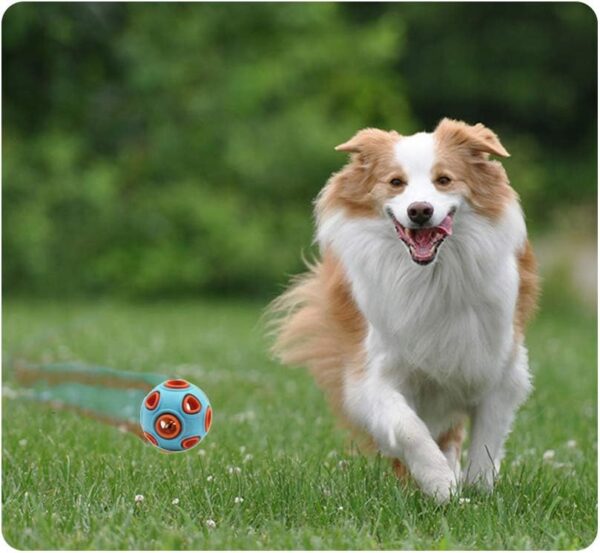 WishLotus Dog Ball, Dog Interactive Toy with Ring Bell Dog Rubber Balls Bouncy Ball Pet Game Puzzle Ball to Increase IQ Search & Catch for Small Medium Dogs (S, Blue + orange) - Image 5
