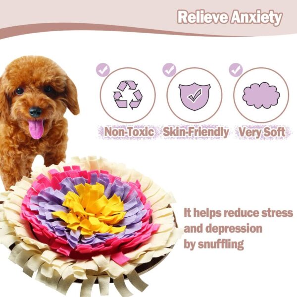 IFOYO Pet Snuffle Mat, Dog Feeding Mat Small Dog Training Pad Pet Nose Work Blanket Non Slip Pet Activity Mat for Foraging Skill, Stress Release, (G Flower, Diameter: 17.7in / 45cm) - Image 2