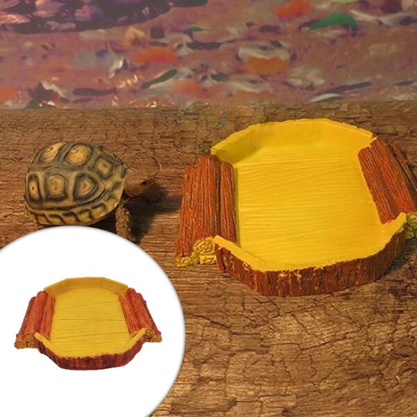 NA Reptile Water Bowl Resin Rock Reptile Water Tray Lizard Feeding Bowl for Pet Tortoise Chameleon Lizard - Image 3