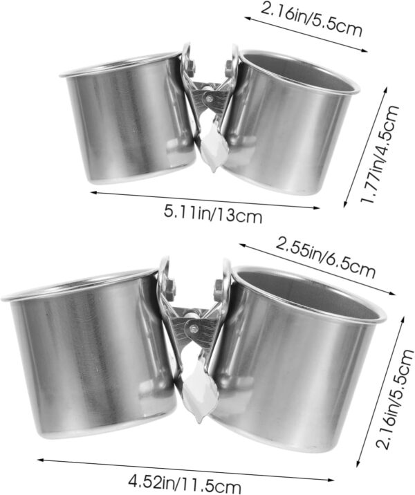 Happyyami 2pcs Stainless Steel Bird Bowl Cockatiel Pet Parrot Feeding Cups Hanging Bird Dish Bird Feeding Tray Parrot Food Bowls Bird Food Cup Parrot Feeding Bowls Cage Food Feeder Feeders - Image 3