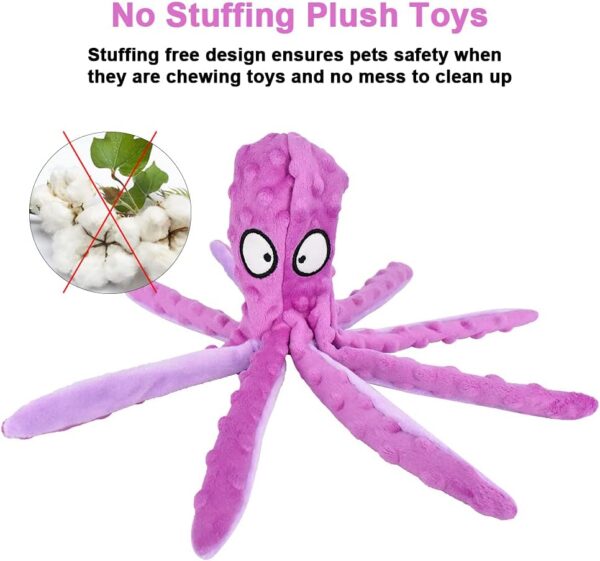 RIO Direct Dog Plush Toys Octopus - No Stuffing Dog Squeaky Toys with Crinkle Paper, Sturdy Dog Chew Toys Funny Interactive Toys for Small to Medium Dogs Training and Playing - Image 4