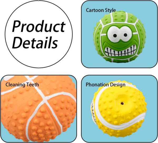 GLADFRESIT 3 Pcs Squeaky Dog Ball - Latex Rubber Dog Squeak Toys, Soft Bouncy Fetch Balls for Medium and Small Pets, Interactive Play and Puppy Chew Toy - Image 3