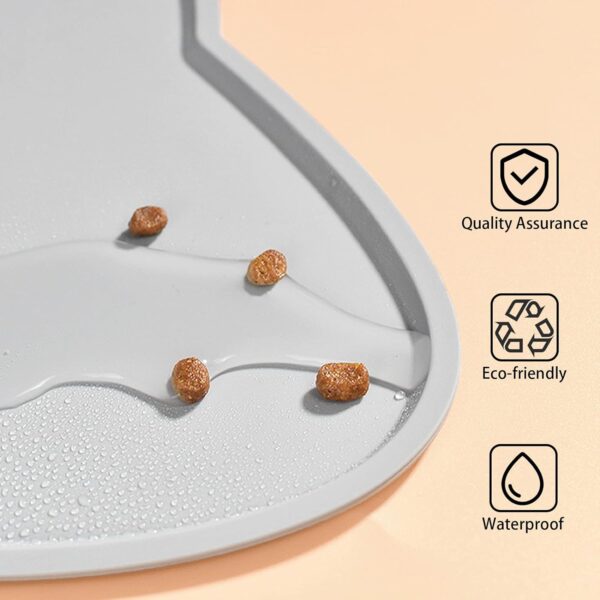 septillar Cat Food Mat, Silicone Pet Feeding Mat Non Slip Dog Bowl Mat Waterproof Tray Cushion (Light Grey) - Image 4