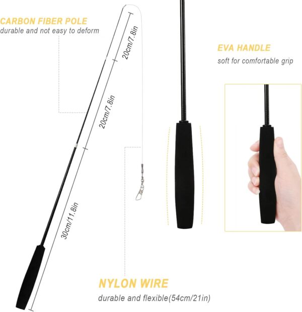Cat Fishing Rod Toy,Cat Feather Toys With Retractable Teaser Interactive Cat Wand Toys Flirt Pole Cat Toys for Indoor cats adult Kitten for Play,Exercise,Activity & Fun 3 Pcs Replacement Refills - Image 4