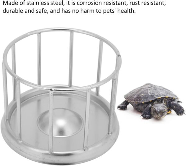 Reptile Food Dish,Reptile Food Bowl, Round Railing Shape Tortoise Dish Tortoise Food Water Dish Feeder Bowl, Stainless Steel Tray Dispenser, Water Tray Pet Supplies for Home Tortoise Pet Store(M) - Image 3