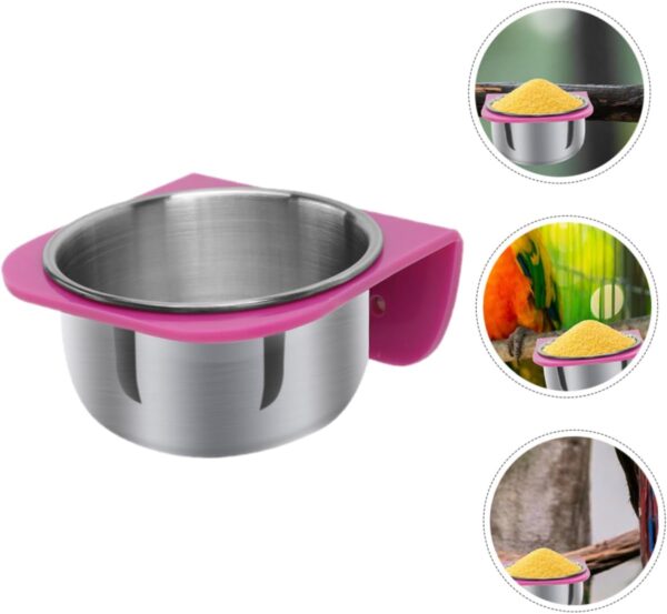Yardwe 3pcs Parrot Food Box Bird Cage Bird Feeder Bird Feeding Holder Parrots Feeder Bird Food Bowl Bird Food Holder Bird Food Container Bird Food Feeder Bird Feeding Cup Stainless Steel - Image 8