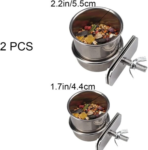 2 Pcs Parrot Bowl Stainless Steel Parrot Feeding Cups Sturdy Water Bowl Bird Feeding DishSuitable for Parrots Macaws or Other Birds Bird Feeding Dish (S-4.4/5.5cm) - Image 2