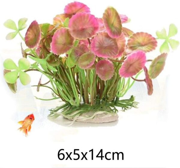 VOANZO Pack of 5 Artificial Aquarium Plants, Small Size Fish Tank Decorations Home Décor Plastic(Pink) - Image 2