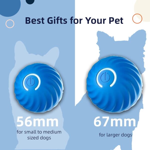 FOUR ANGELS Interactive Dog Toys Dog Balls, 67MM Moving Dog Ball for Puppy/Small/Medium Dogs, Durable Motion Activated Automatic Rolling Ball Toys, USB Rechargeable (Blue, Large) - Image 7