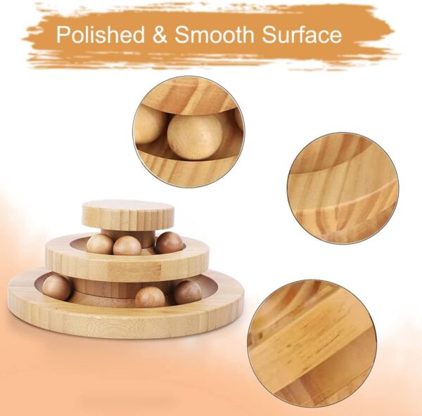 TSKDKIT Cat Toy Roller Exerciser Fun Cat Toy Indoor Pet Interactive Toy Bamboo Cat Ball Toy with Double Layer Rail, Teaser Cat Ball Toy for Kitten Puppy etc - Image 6