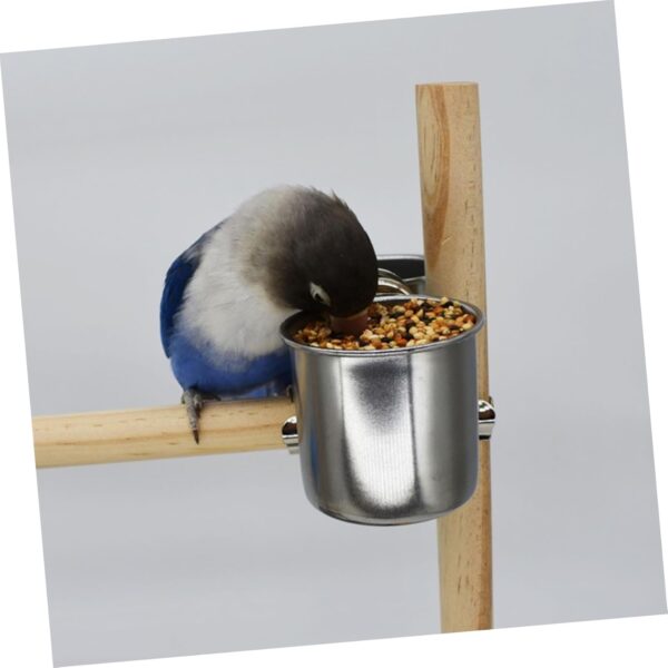 Happyyami 2pcs Stainless Steel Bird Bowl Cockatiel Pet Parrot Feeding Cups Hanging Bird Dish Bird Feeding Tray Parrot Food Bowls Bird Food Cup Parrot Feeding Bowls Cage Food Feeder Feeders - Image 6