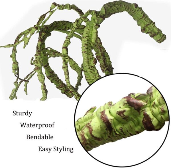 PINVNBY Flexible Bend-A-Branch Jungle Reptile Vines Artificial Climber Plastic Terrarium Leaves Pet Habitat Decor for Lizard Frogs Snakes 3 PCS - Image 3