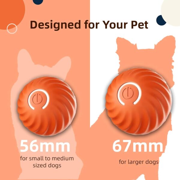 FOUR ANGELS Interactive Dog Toys Dog Balls, 67MM Moving Dog Ball for Puppy/Small/Medium Dogs, Durable Motion Activated Automatic Rolling Ball Toys, USB Rechargeable (Orange, Large) - Image 5